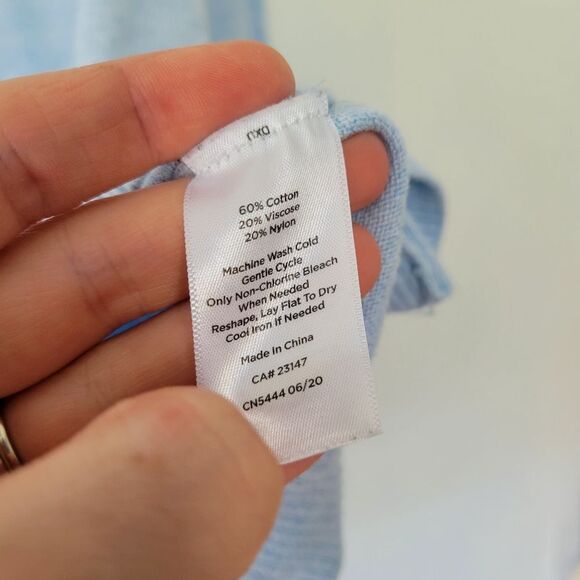 Talbots Cotton Blend Light Blue Knit Sweater Cable Yoke L - Picture 3 of 6